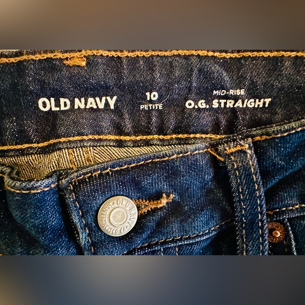 Old Navy Women's Dark Blue Mid-Rise OG Straight Ankle Jeans. Size 10P. NWOT - Picture 8 of 16